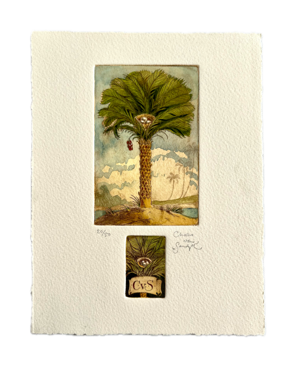 [Old World Palm. An original copperplate etching.]