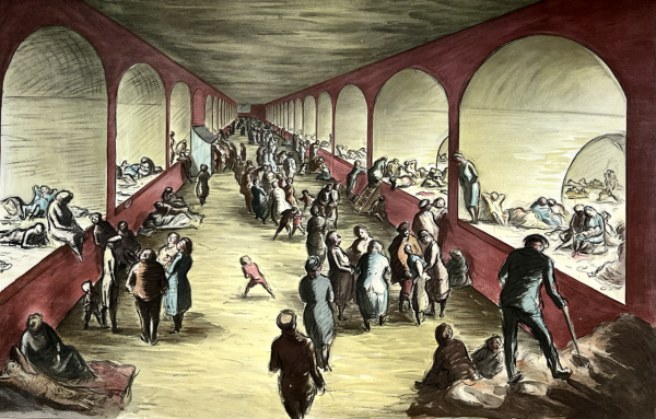 Shelter Scene [original colour-lithographed poster].